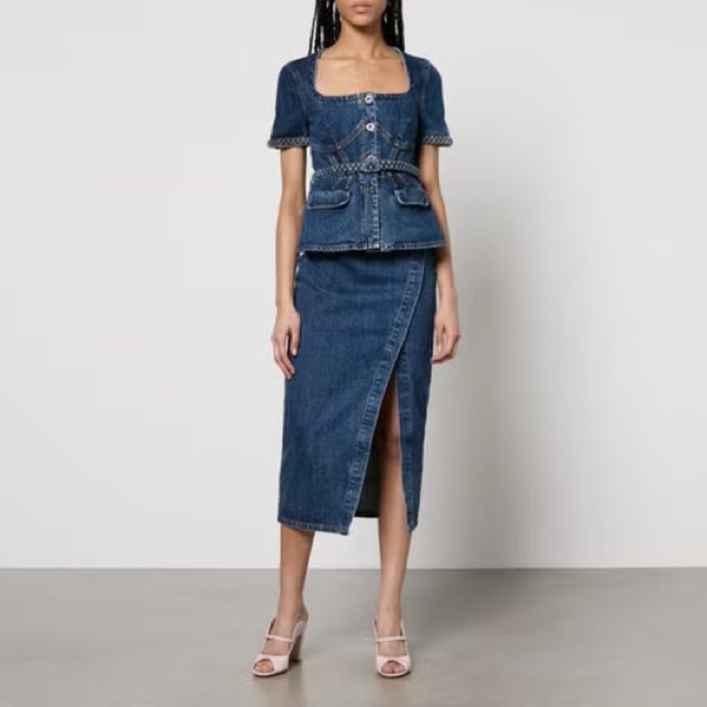 Self-Portrait Denim Midi Dress